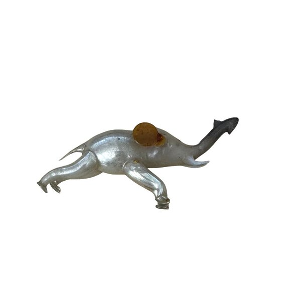 Antique Blown Glass Elephant Ornament Lauscha Germany Bimini Style Clear/Brown 4 - Picture 3 of 6